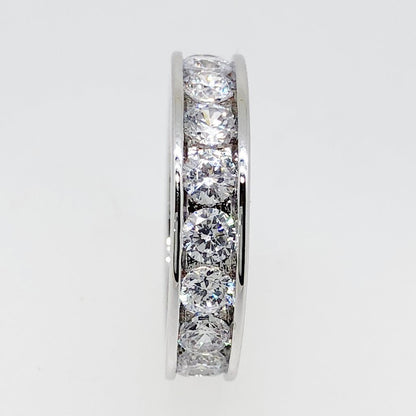 Channel Eternity Band CZ Bling Bling Ring in Rhodium