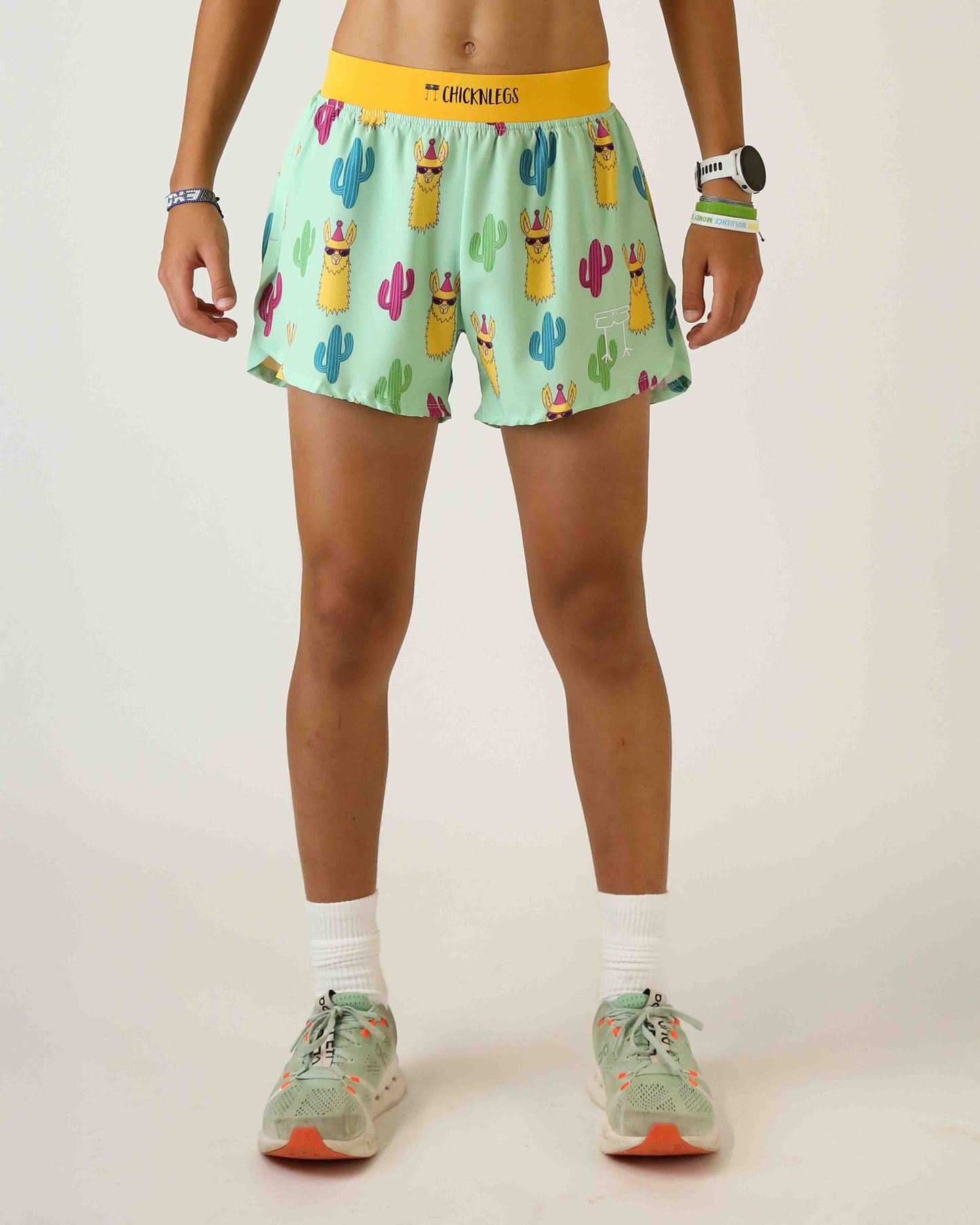 Men's Green Llamas 4" Half Split Shorts