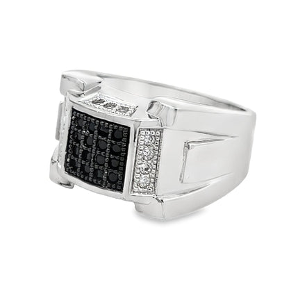 Chunk Black CZ Ring .925 Sterling Silver