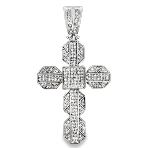 Chunky Iced Out Cross CZ Micro Pave Pendant