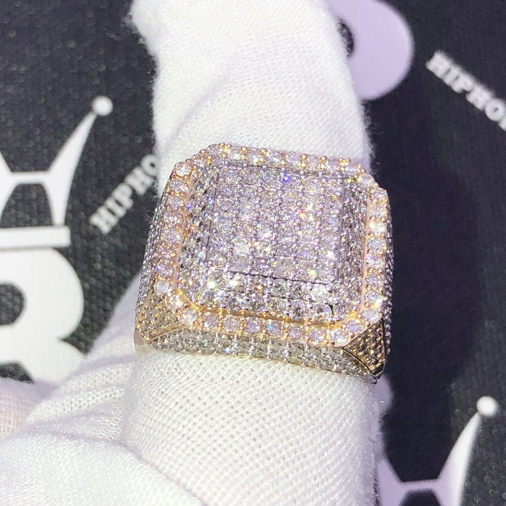 Chunky Layered Cushion 4.95cttw Diamond Ring 10K Yellow Gold