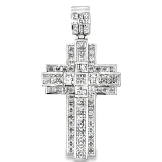 Chunky Princess Cut Cross CZ Iced Out Pendant