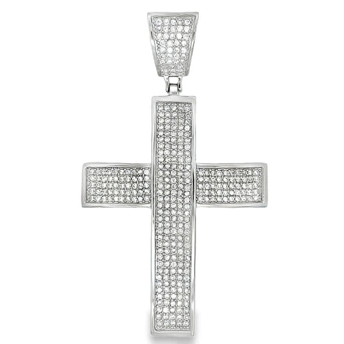 Clean 5 Row Cross CZ Iced Out Pendant