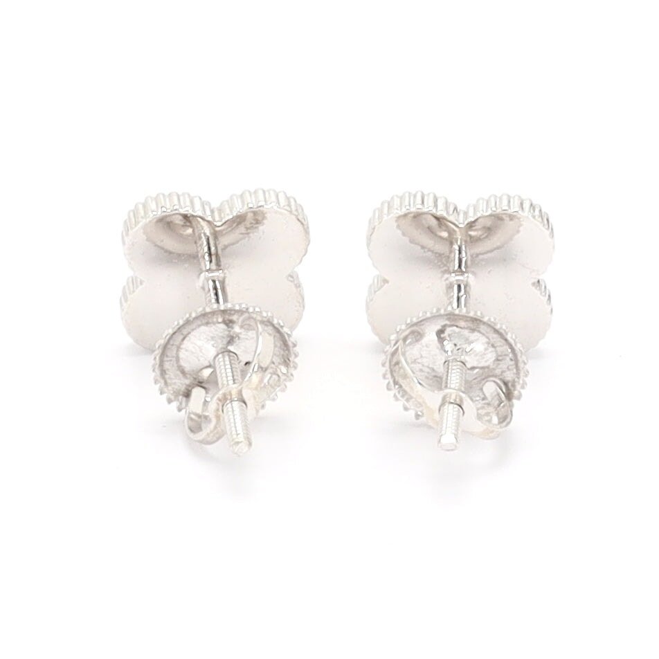 Clover Pave Diamond Earrings Solid 14K Gold