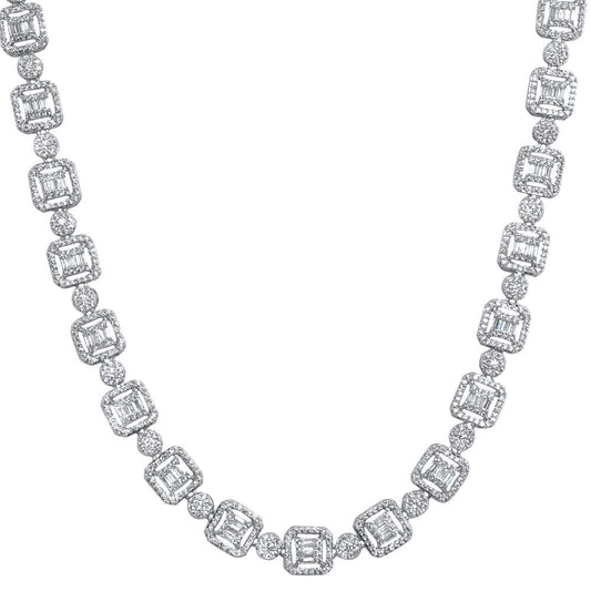Cluster Baguette Moissanite Iced Out Chain .925 Sterling Silver