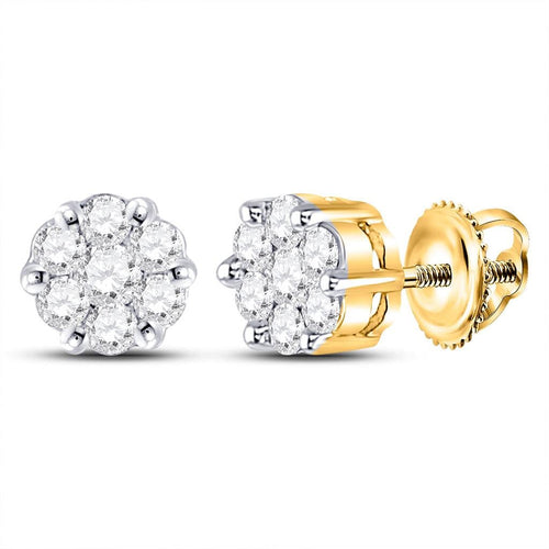Cluster Diamond Earrings .25cttw 14K Yellow Gold