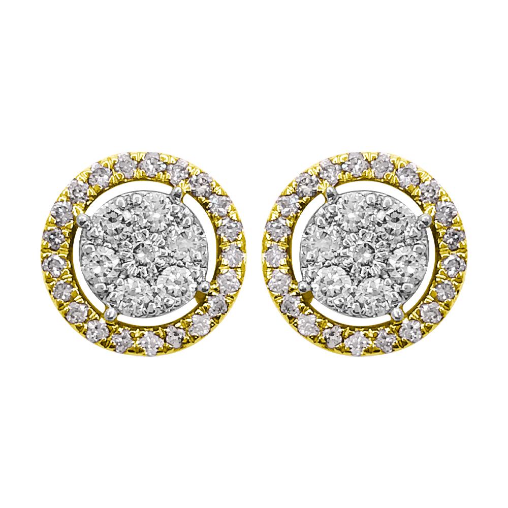 Cluster Halo Diamond Earrings .55cttw 10K Yellow Gold