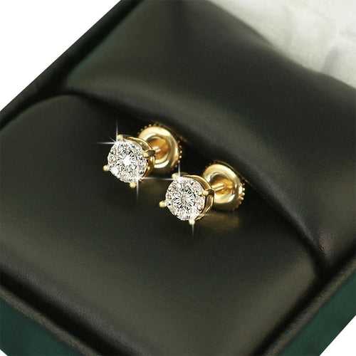 Cluster Mini Diamond Earrings .19cttw 10K Yellow or White Gold