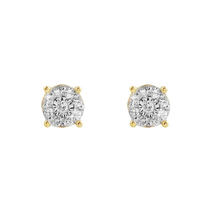 Cluster Mini Diamond Earrings .19cttw 10K Yellow or White Gold