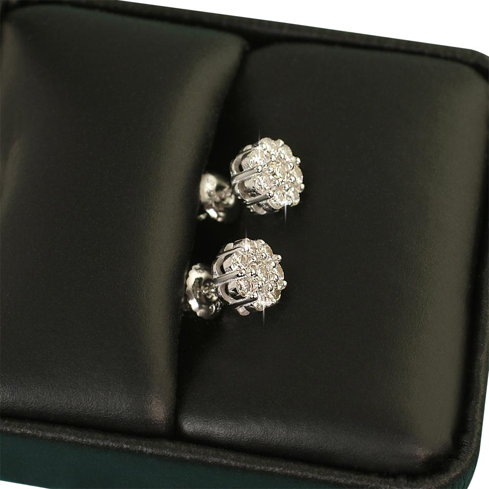 Cluster VVS Moissanite Earrings .925 Sterling Silver