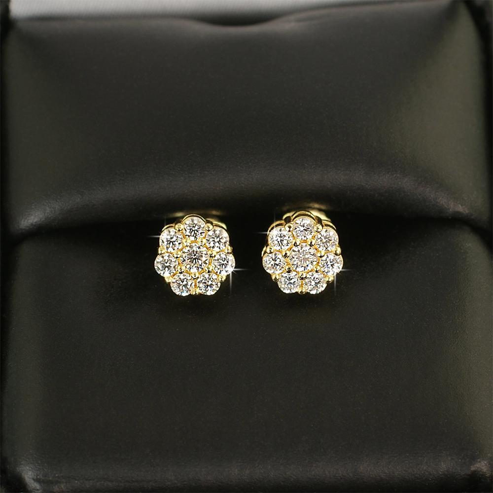 Cluster VVS Moissanite Earrings .925 Sterling Silver