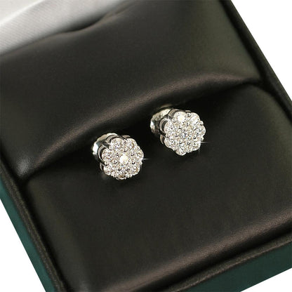Cluster VVS Moissanite Earrings .925 Sterling Silver