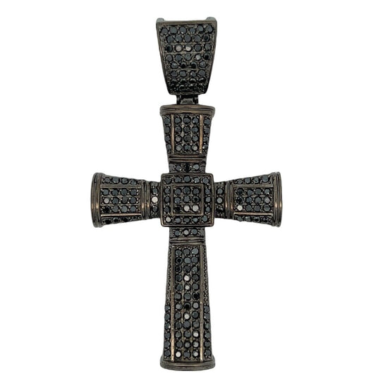 Cone Black Cross CZ Pendant .925 Sterling Silver