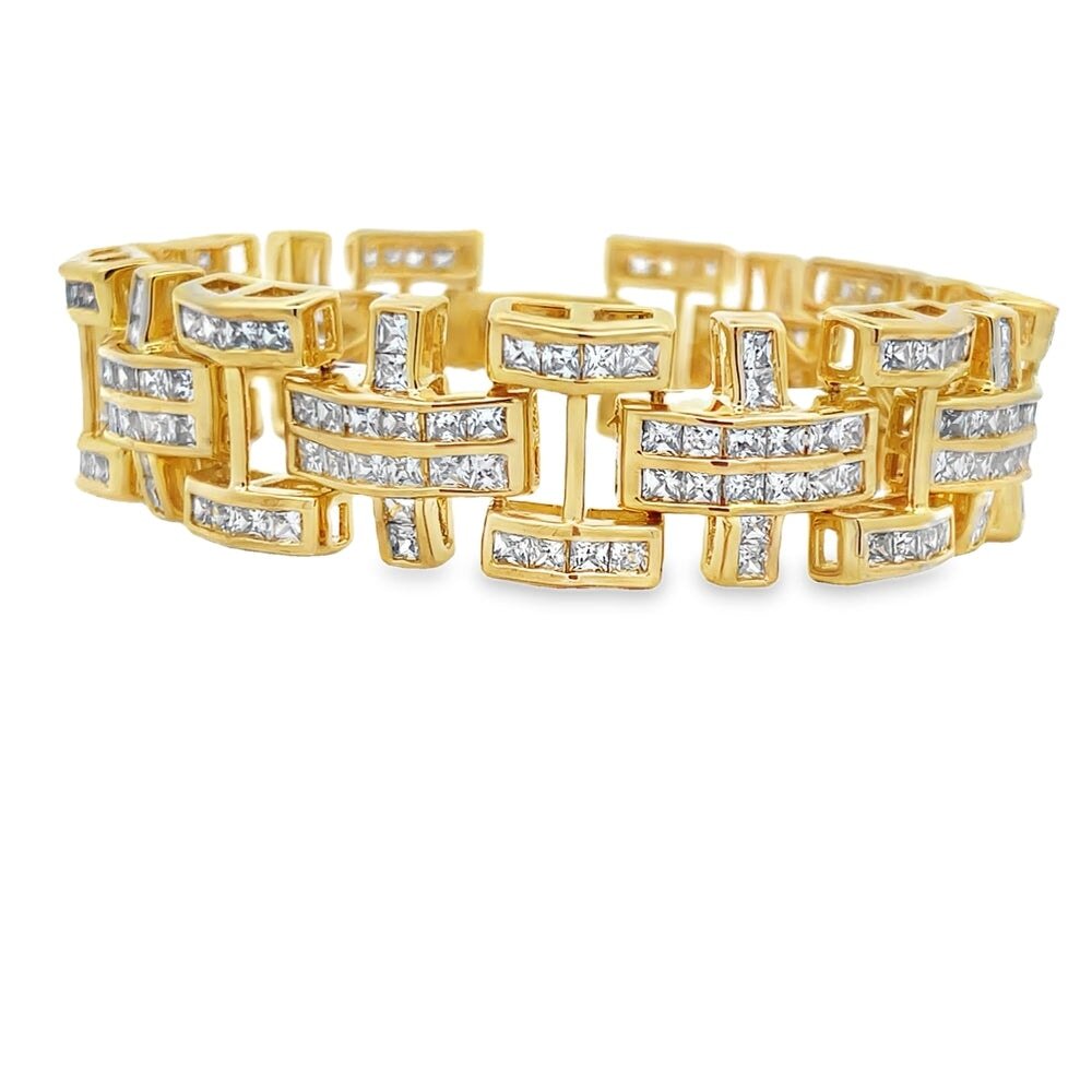 Cross Princess Cut CZ Hip Hop Bracelet