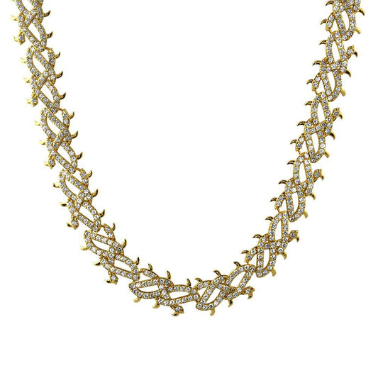 Crown of Thorns Yellow Gold CZ Bling Bling Chain