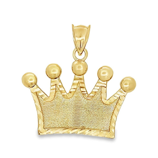 Crown Thick 10K Yellow Gold Pendant