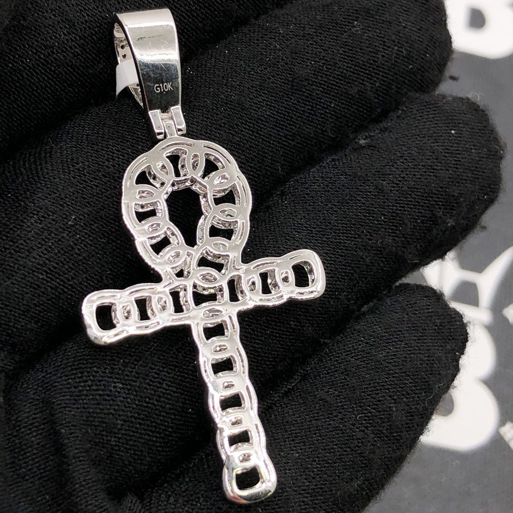 Cuban Ankh Cross 1.33cttw Diamond Pendant 10K Gold
