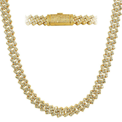 Cuban Box Link CZ Hip Hop Iced Out Bling Chain