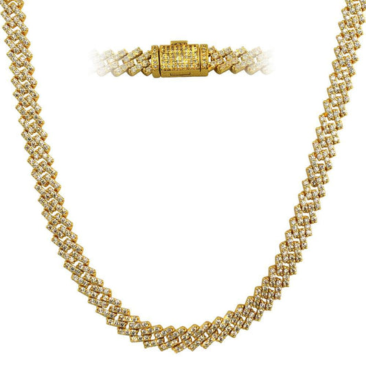 Cuban Box Link CZ Hip Hop Iced Out Bling Chain