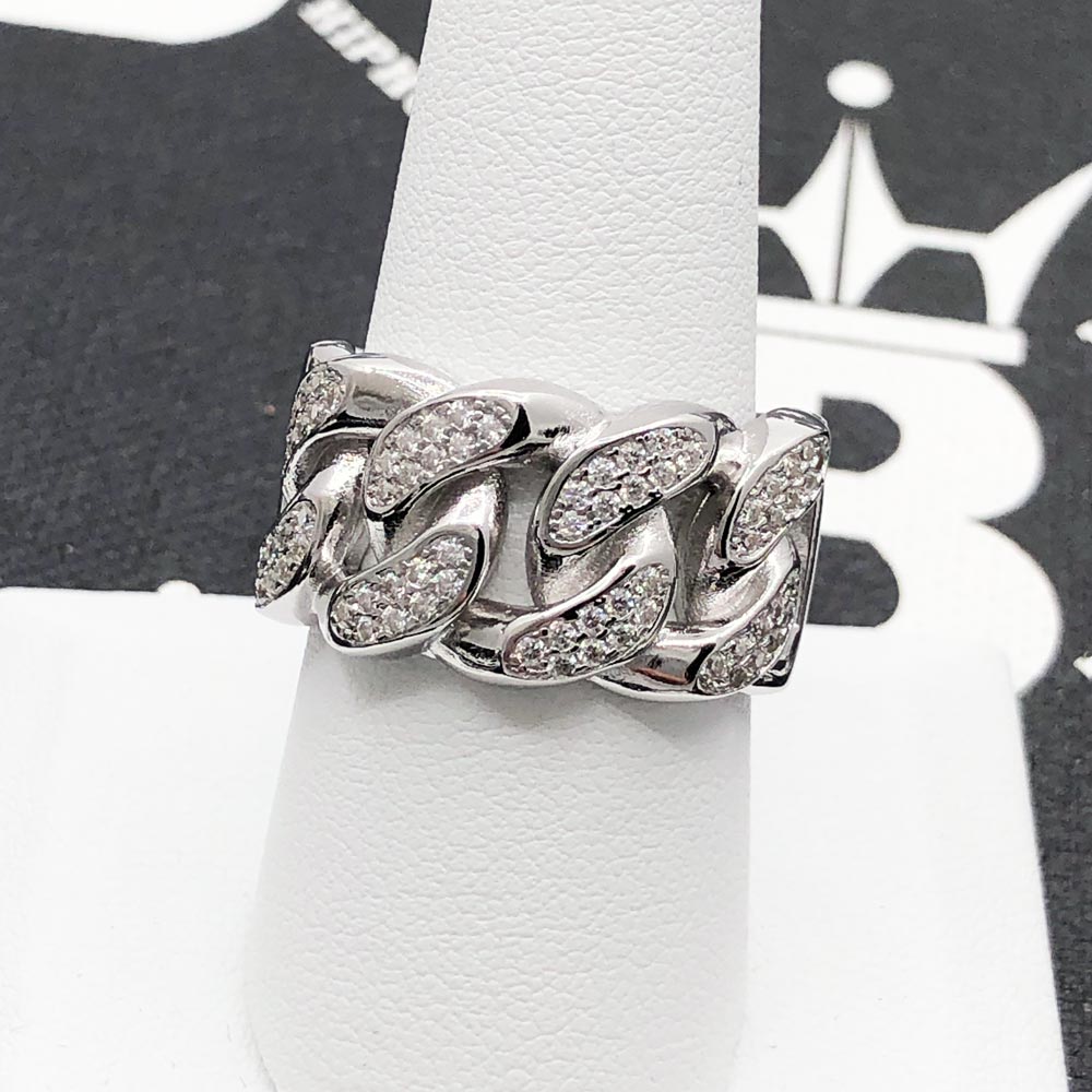 Cuban Iced VVS Moissanite Ring .925 Sterling Silver