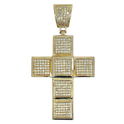 Cube Cross CZ Iced Out Pendant