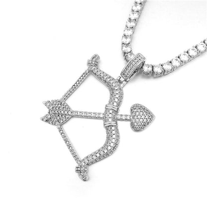 Cupids Bow and Arrow Hip Hop Bling Bling Pendant