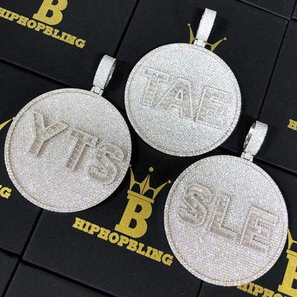Custom 3 Baguette Letter Round VVS Moissanite Pendant