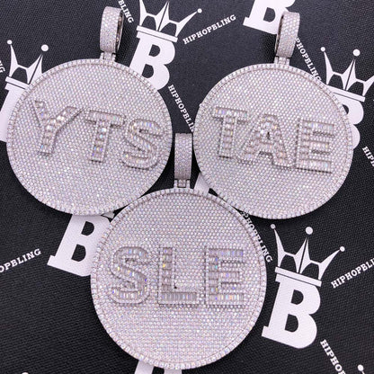 Custom 3 Baguette Letter Round VVS Moissanite Pendant