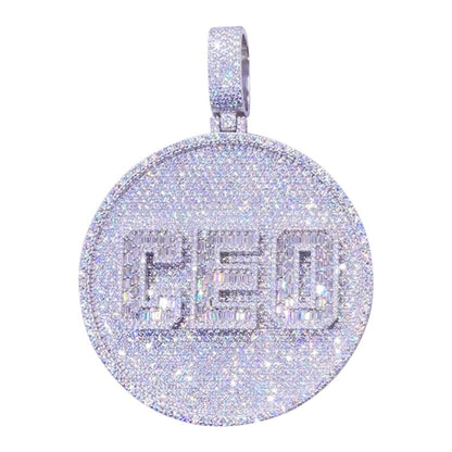 Custom 3 Baguette Letter Round VVS Moissanite Pendant