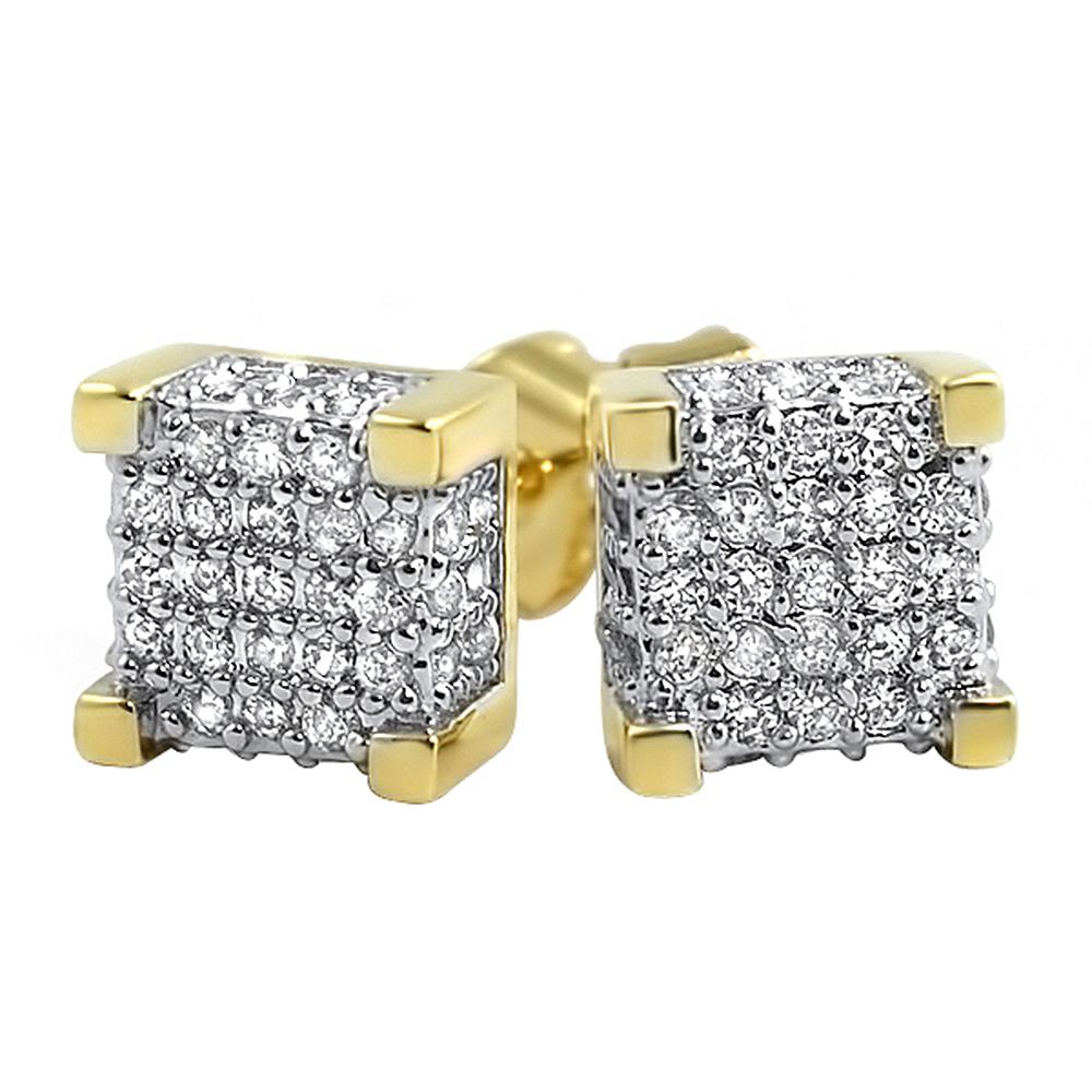 Custom 3D Cube VVS Moissanite Earrings .925 Sterling Silver