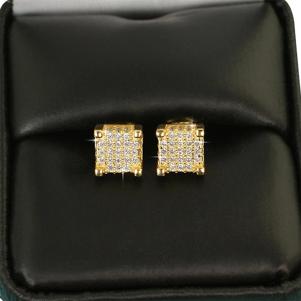 Custom 3D Cube VVS Moissanite Earrings .925 Sterling Silver