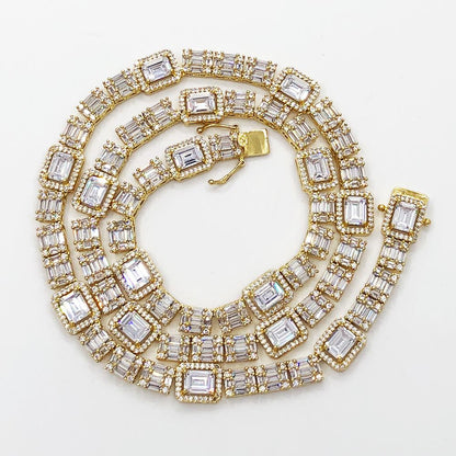 Custom Baguette Cluster Bling Bling CZ Iced Out Chain