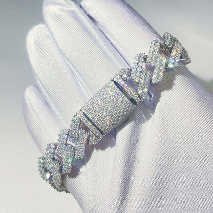 Custom Moissanite Sharp Cuban Link Iced Out Bracelet