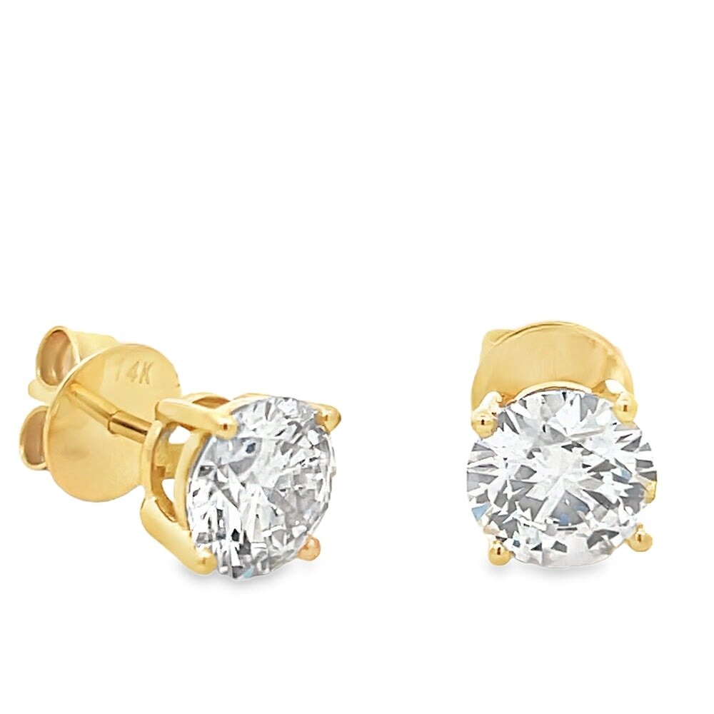 CVD Lab Grown Diamond Stud Earrings in Solid 14K Gold