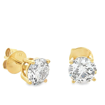 CVD Lab Grown Diamond Stud Earrings in Solid 14K Gold