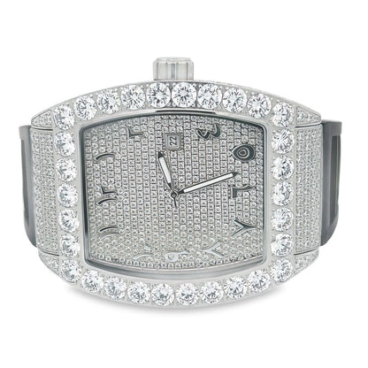 CZ Emperor Rubber Strap Iced Out Watch