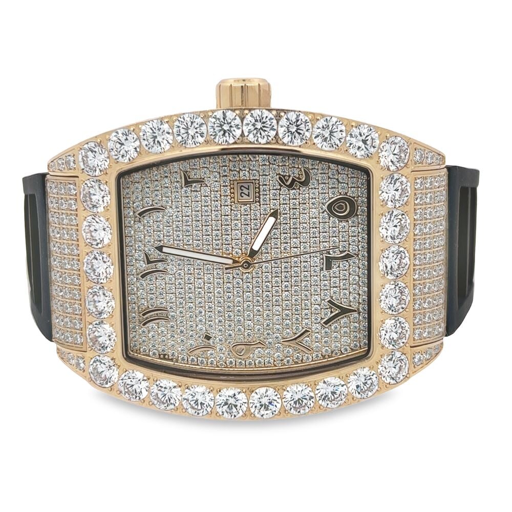 CZ Emperor Rubber Strap Iced Out Watch