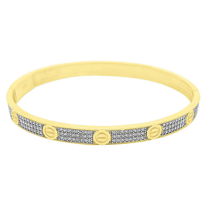 CZ Flathead 10K Gold Women's Bangle