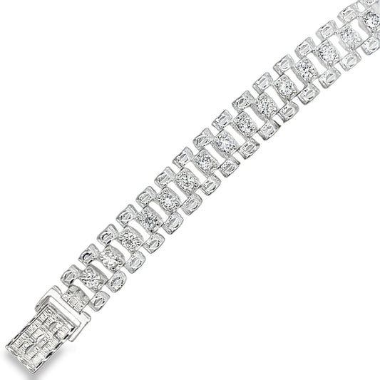 CZ Prezzi Link Bracelet .925 Sterling Silver
