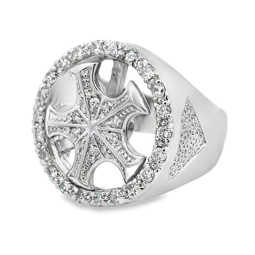 CZ Spinning Wheel Custom Rim Ring .925 Sterling Silver