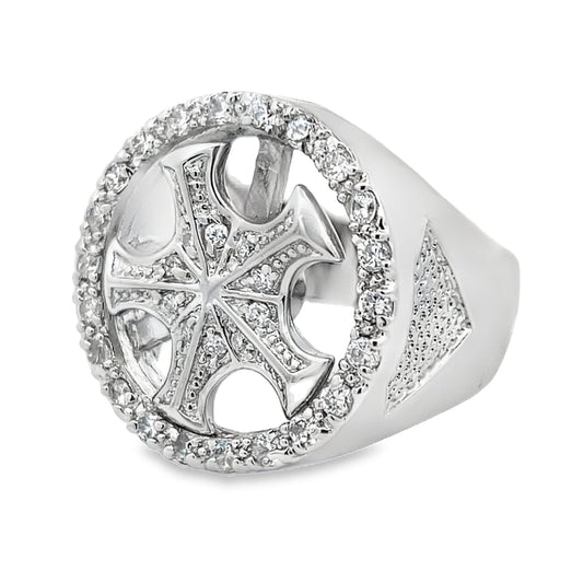 CZ Spinning Wheel Custom Rim Ring .925 Sterling Silver