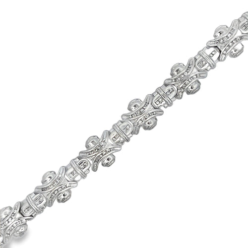CZ Vintage Link Iced Out Bracelet .925 Sterling Silver
