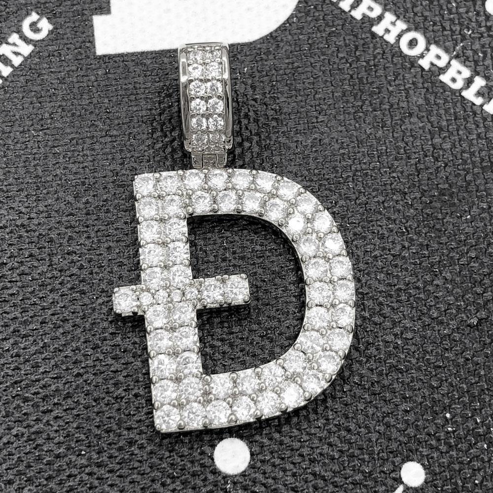 D Dogecoin Inspired Iced Out Pendant .925 Sterling Silver