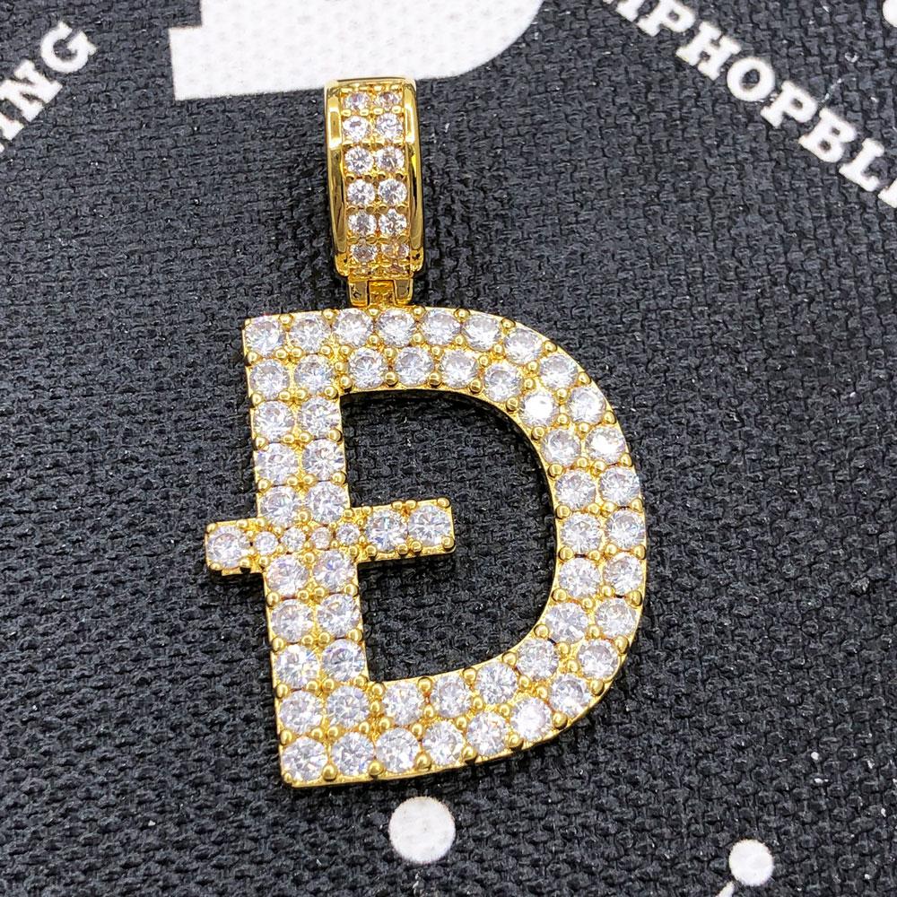 D Dogecoin Inspired Iced Out Pendant .925 Sterling Silver