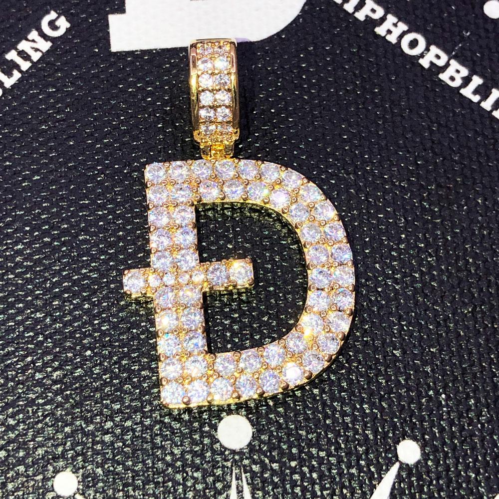 D Dogecoin Inspired Iced Out Pendant .925 Sterling Silver