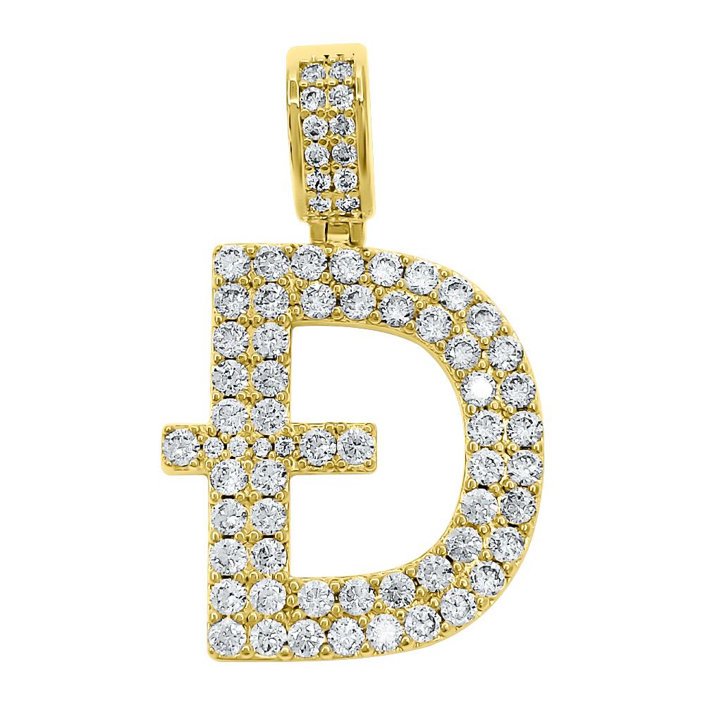 D Dogecoin Inspired Iced Out Pendant .925 Sterling Silver