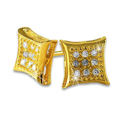 Deep Kite .925 Sterling Silver CZ Hip Hop Earrings