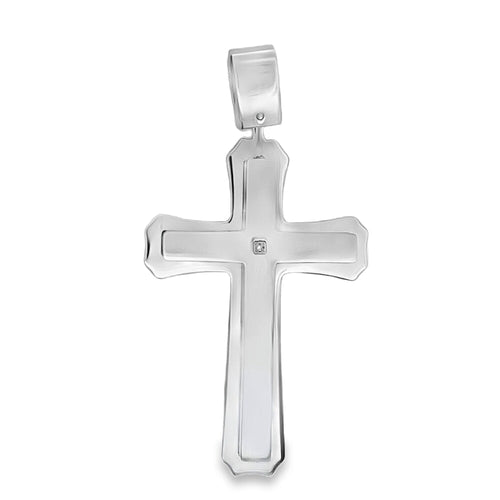 Diamond Double Layer Cross Pendant Stainless Steel
