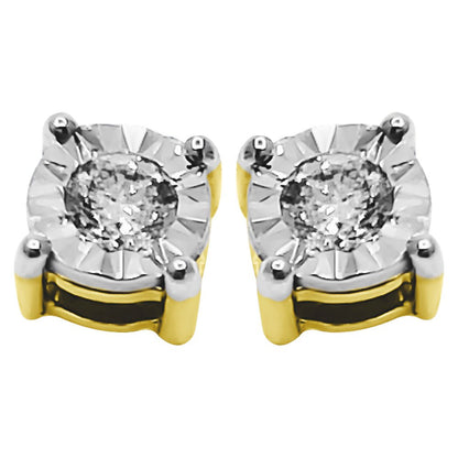 Diamond Stud Earrings Miracle Setting 10K White or Yellow Gold