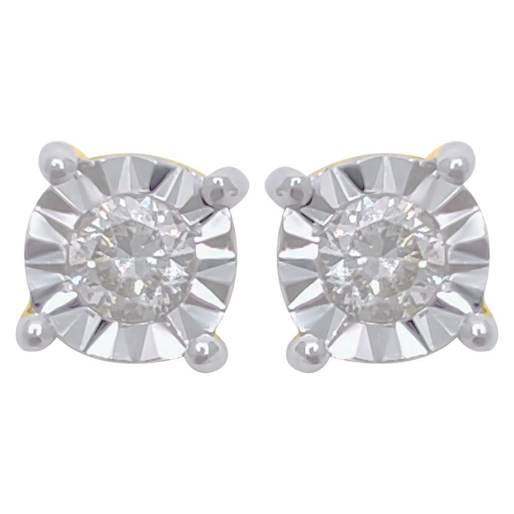 Diamond Stud Earrings Miracle Setting 10K White or Yellow Gold